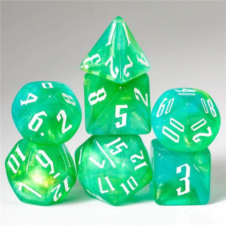 Foam Brain Games Magicians Green and Yellow RPG Dice Set
