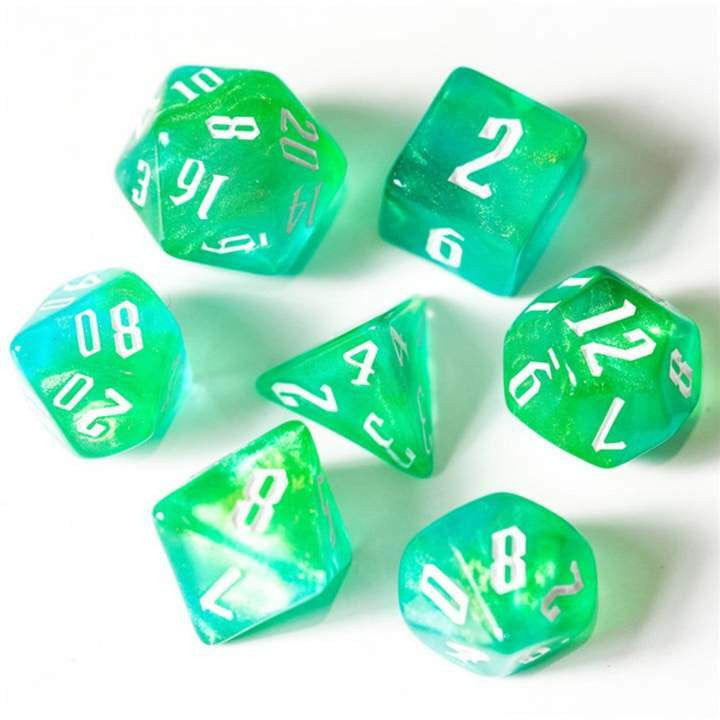 Foam Brain Games Magicians Green and Yellow RPG Dice Set