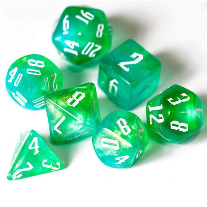 Foam Brain Games Magicians Green and Yellow RPG Dice Set