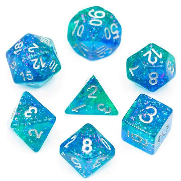 Foam Brain Games Ocean Glitter RPG Dice Set