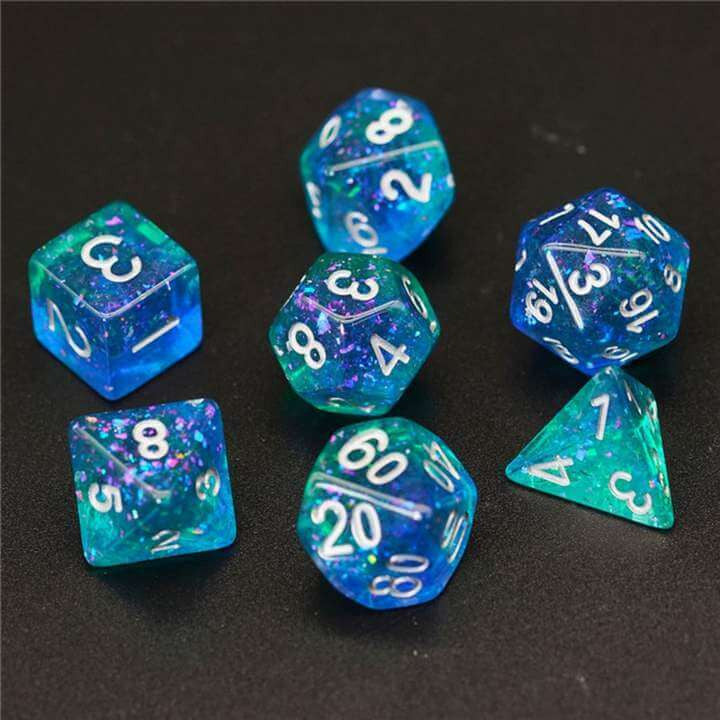 Foam Brain Games Ocean Glitter RPG Dice Set