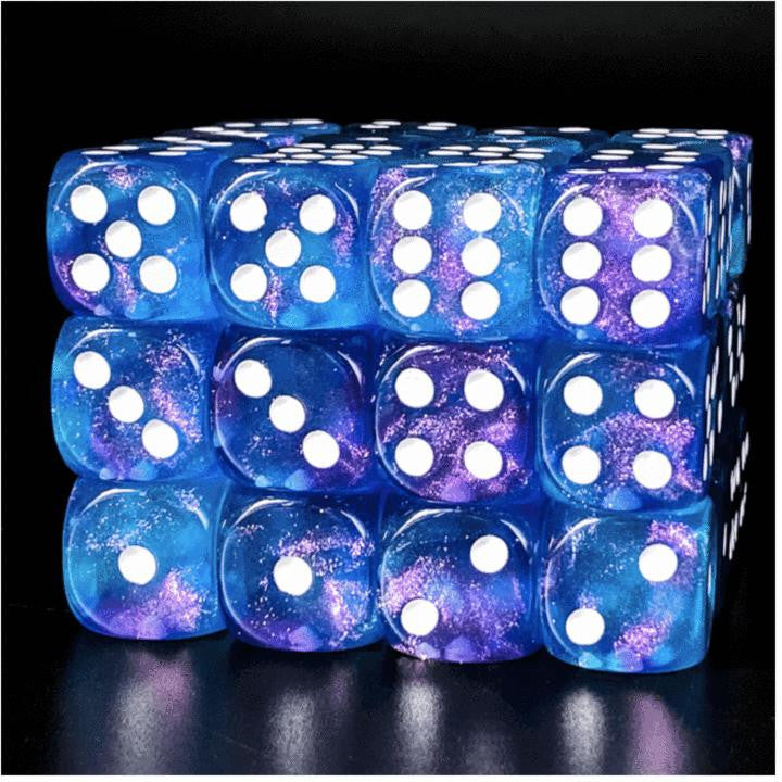 Foam Brain Games Purple and Blue Glitter - 12 Piece Pip D6s