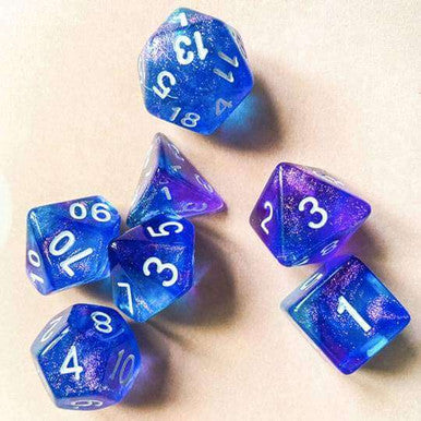 Purple & Blue Glitter RPG Dice Set