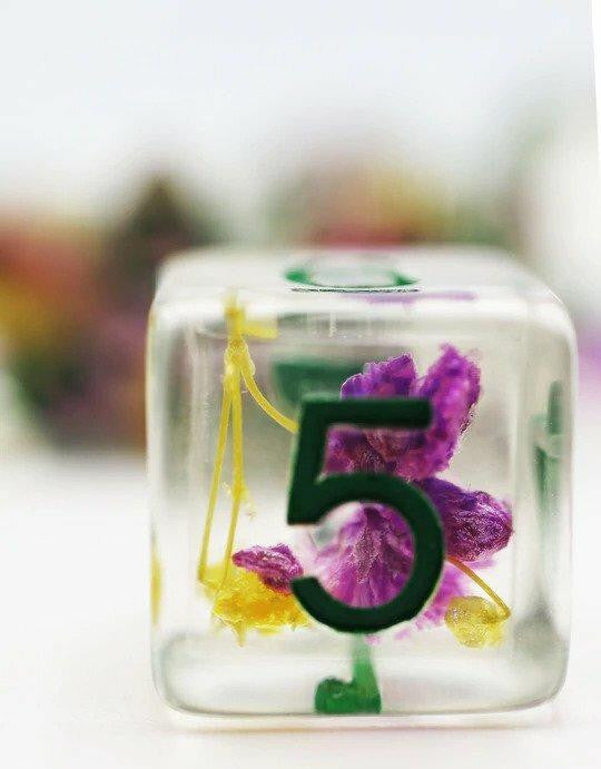 Foam Brain Games Purple and Yellow Flowers RPG Dice Set