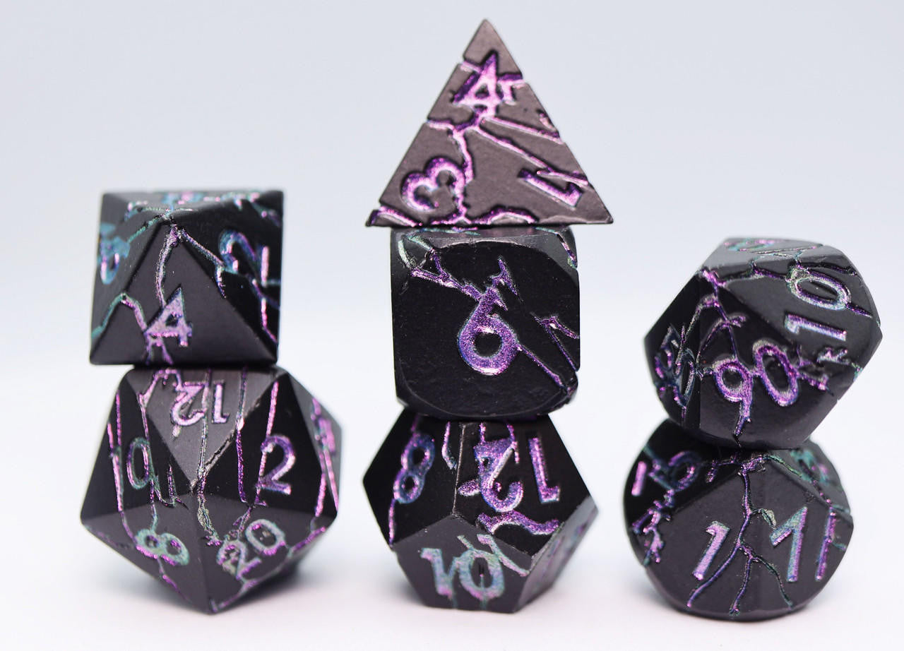 Foam Brain Games Purple Lightning RPG Metal Dice Set 