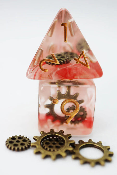Foam Brain Games Red Swirl Ancient Gear RPG Dice Set 