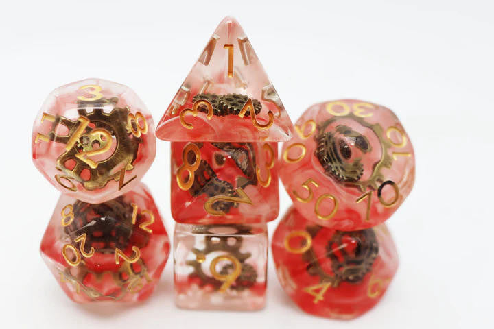 Foam Brain Games Red Swirl Ancient Gear RPG Dice Set 