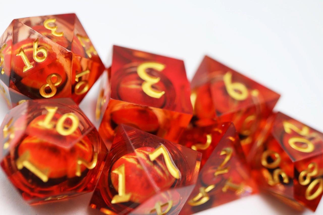 Foam Brain Games Sharp Edge Moving Eye RPG Dice Set - Amber Cyclops 