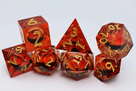 Foam Brain Games Sharp Edge Moving Eye RPG Dice Set - Amber Cyclops 