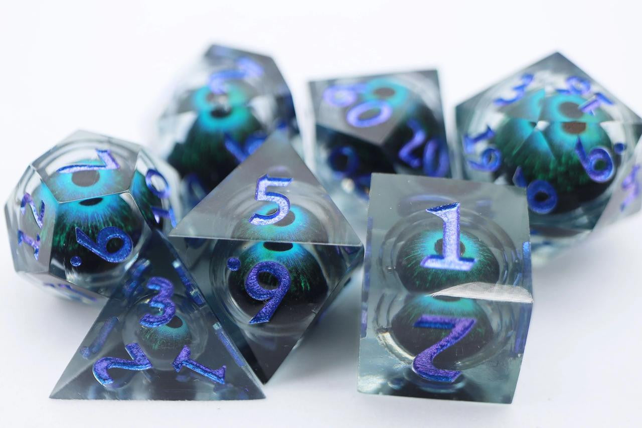 Foam Brain Games Sharp Edge Moving Eye RPG Dice Set - Blue Cyclops 