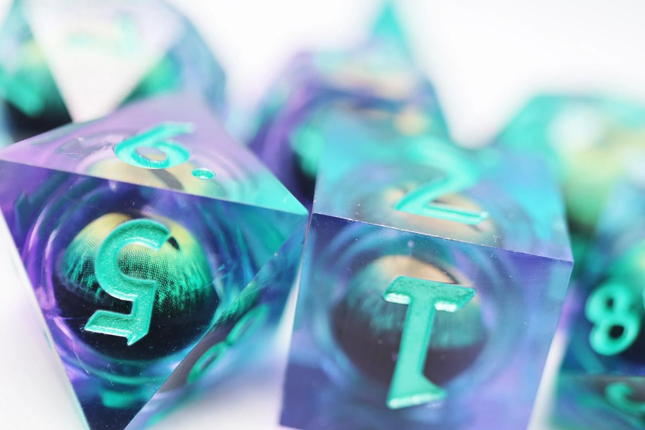 Foam Brain Games Sharp Edge Moving Eye RPG Dice Set - Enchanted Cyclops 