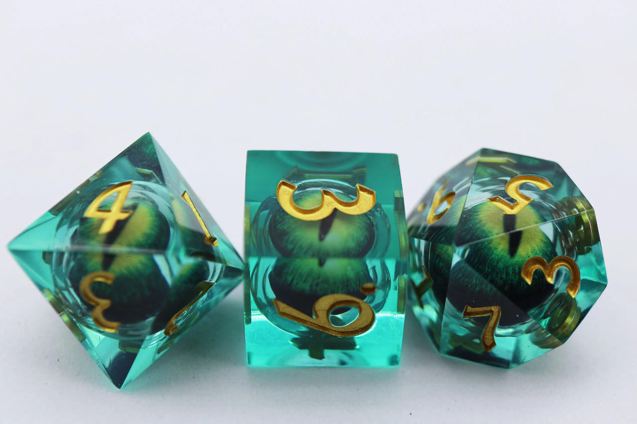 Foam Brain Games Sharp Edge Moving Eye RPG Dice Set - Green Cyclops 