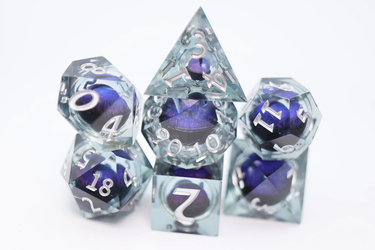 Foam Brain Games Sharp Edge Moving Eye RPG Dice Set - Purple Cyclops 