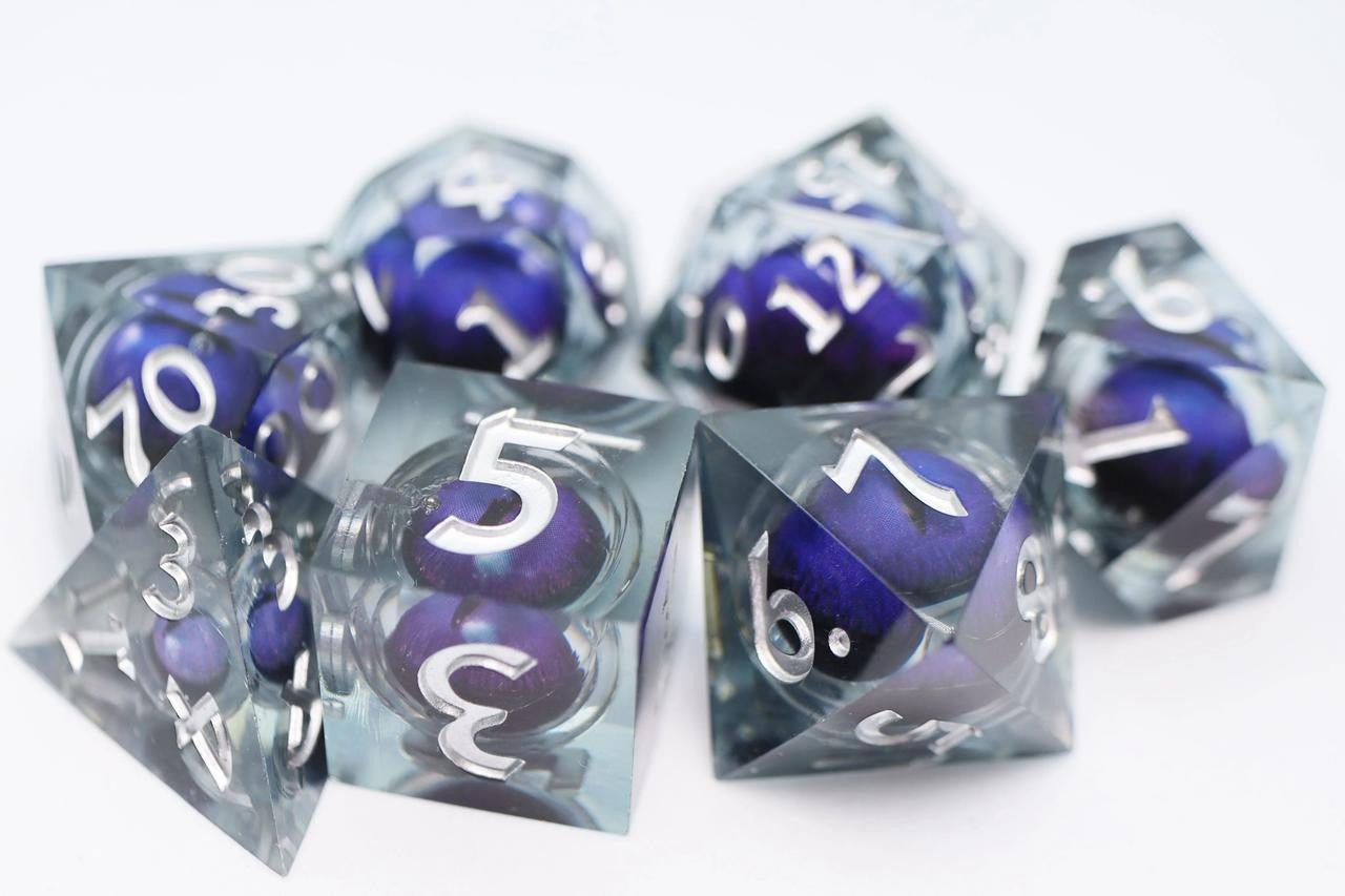 Foam Brain Games Sharp Edge Moving Eye RPG Dice Set - Purple Cyclops 