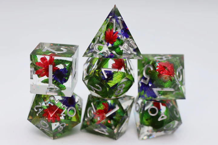 Foam Brain Games Sharp Edge Resin RPG Dice Set - Harmonious Buds 