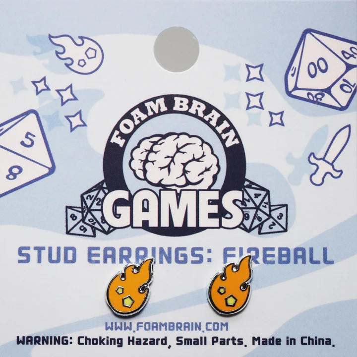 Foam Brain Games Stud Earrings: Fireball 