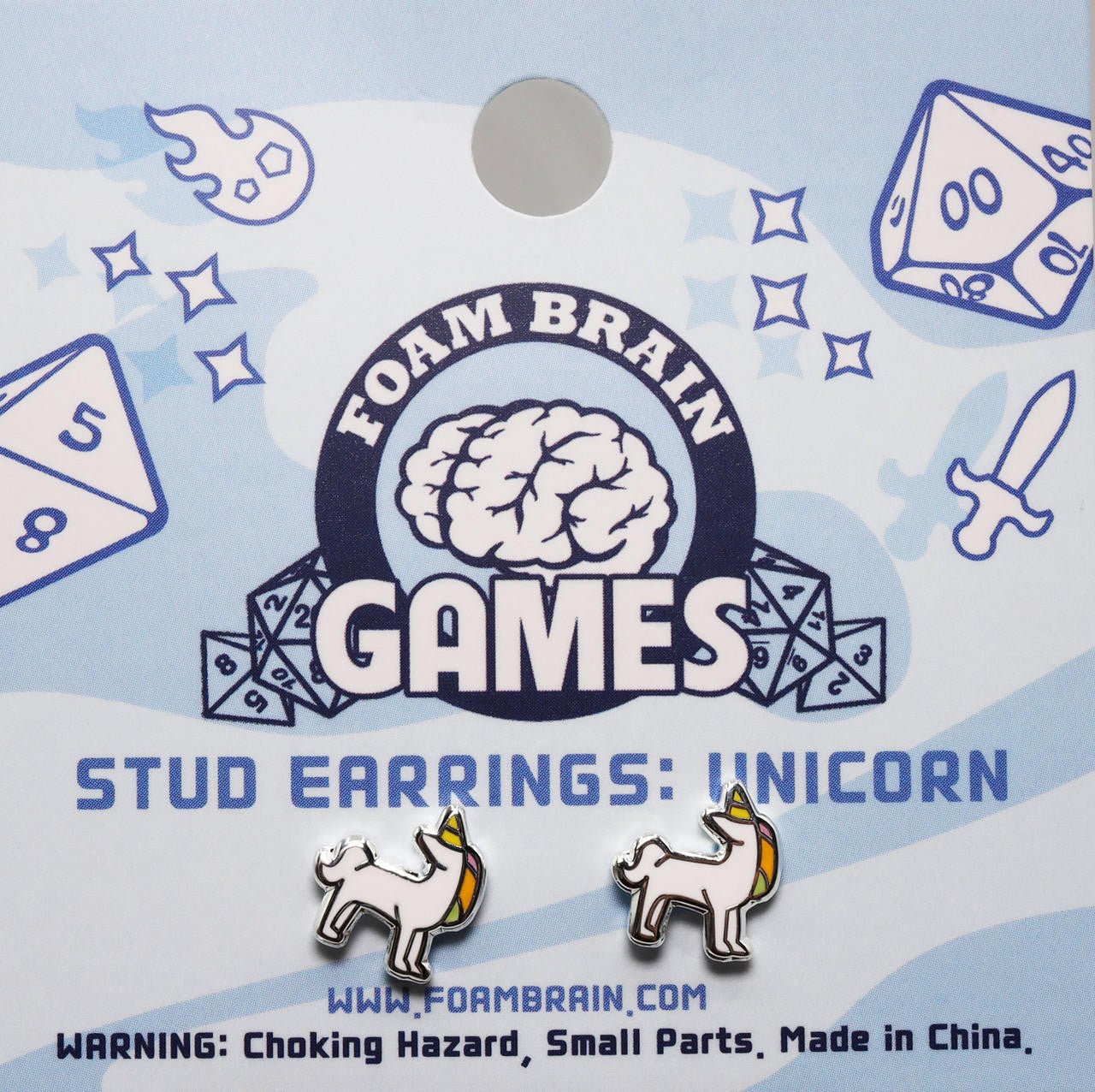 Foam Brain Games Stud Earrings: Unicorn 