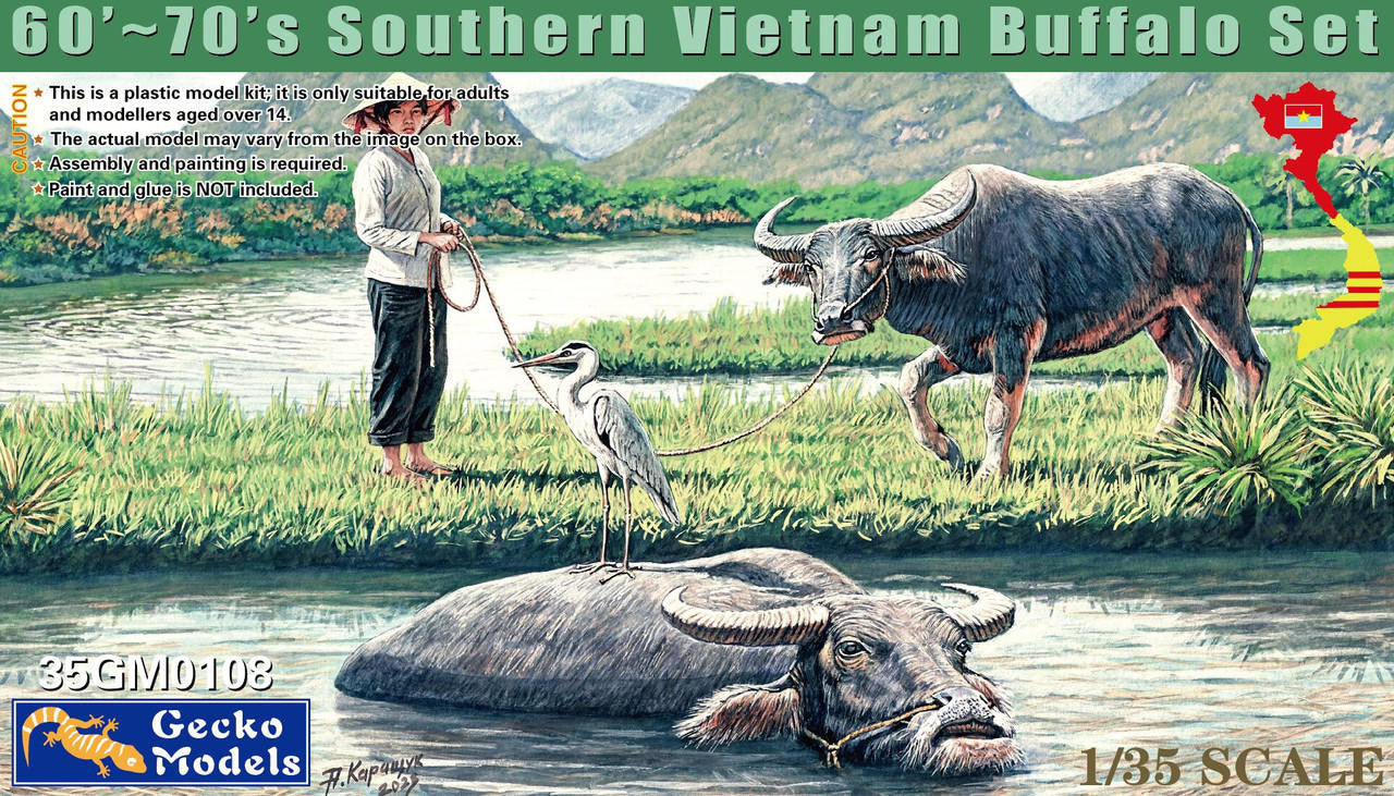 Gecko 1/35 1960s-70s S. Vietnam Water Buffalos w/Women 350108 