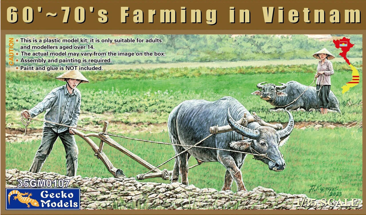 Gecko 1/35 1960s-70s Vietnam Civilians & Water Buffalos 350107 
