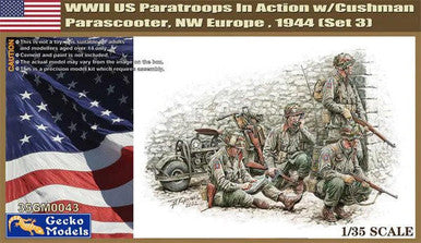 1/35 US Paratroops 1944 in Action (3) w/Cushman 350043