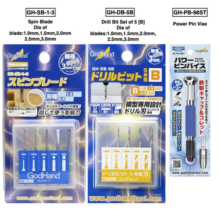 GodHand Tools GodHand Pin Vise / Drill Set / Spin Blades SetA AN-A