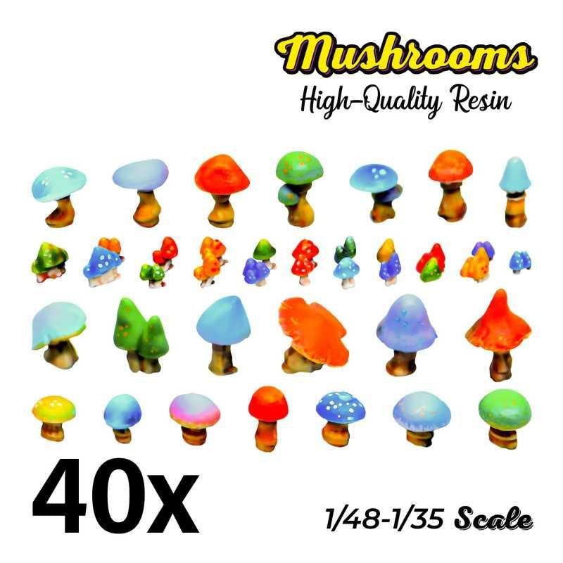 Green Stuff World 40x Resin Mushrooms and Toadstools 