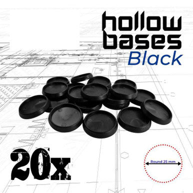 Hollow Plastic Bases - BLACK 25mm