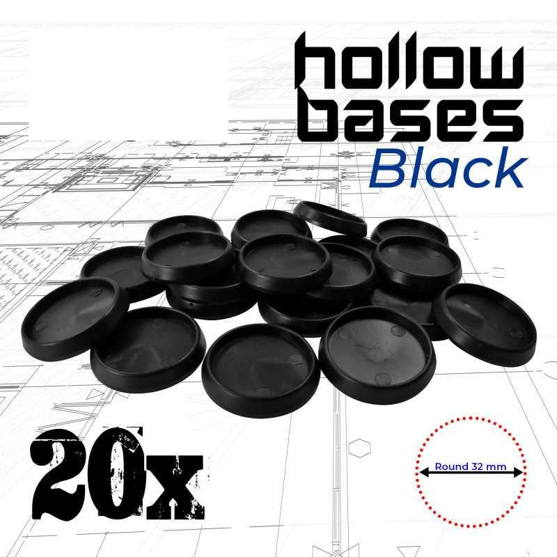 Green Stuff World Hollow Plastic Bases - BLACK 32mm 