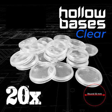 Hollow Plastic Bases - TRANSPARENT 32mm