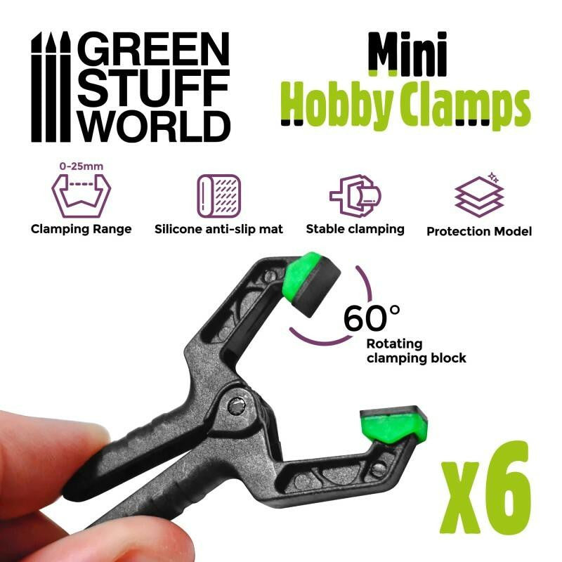 Green Stuff World Mini Hobby Clamps x6