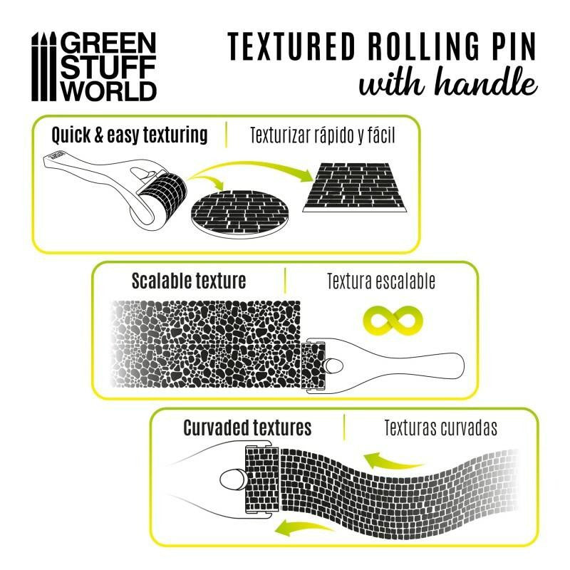 Green Stuff World Rolling Pin with Handle - Cobblestone