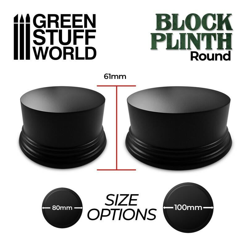 Green Stuff World Round Block Plinth 8cm - Black