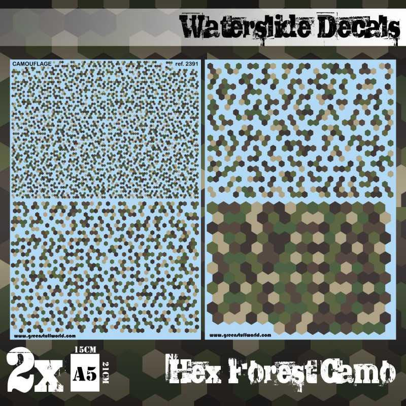 Green Stuff World Waterslide Decals - Hex Forest Camo 