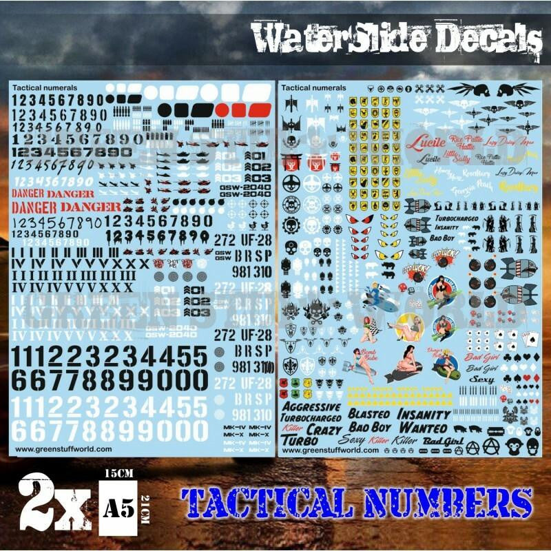 Green Stuff World Waterslide Decals - Tactical Numerals and Pinups