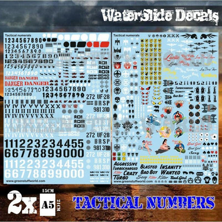 Green Stuff World Waterslide Decals - Tactical Numerals and Pinups