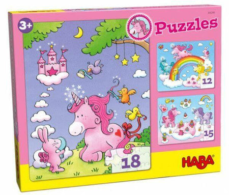 HABA USA Puzzle Pack Unicorn Glitterluck Puzzles