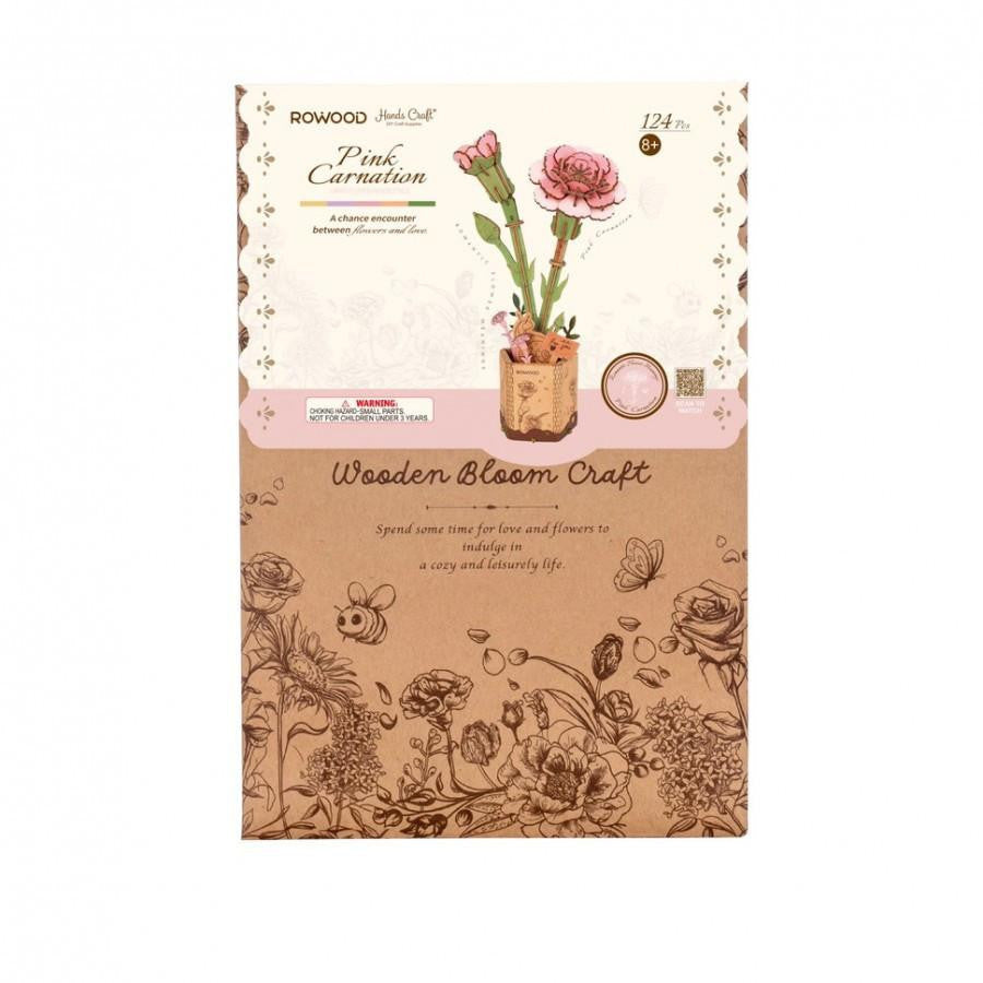 Hands Craft 3D Wooden Flower Puzzle: Pink Carnation 