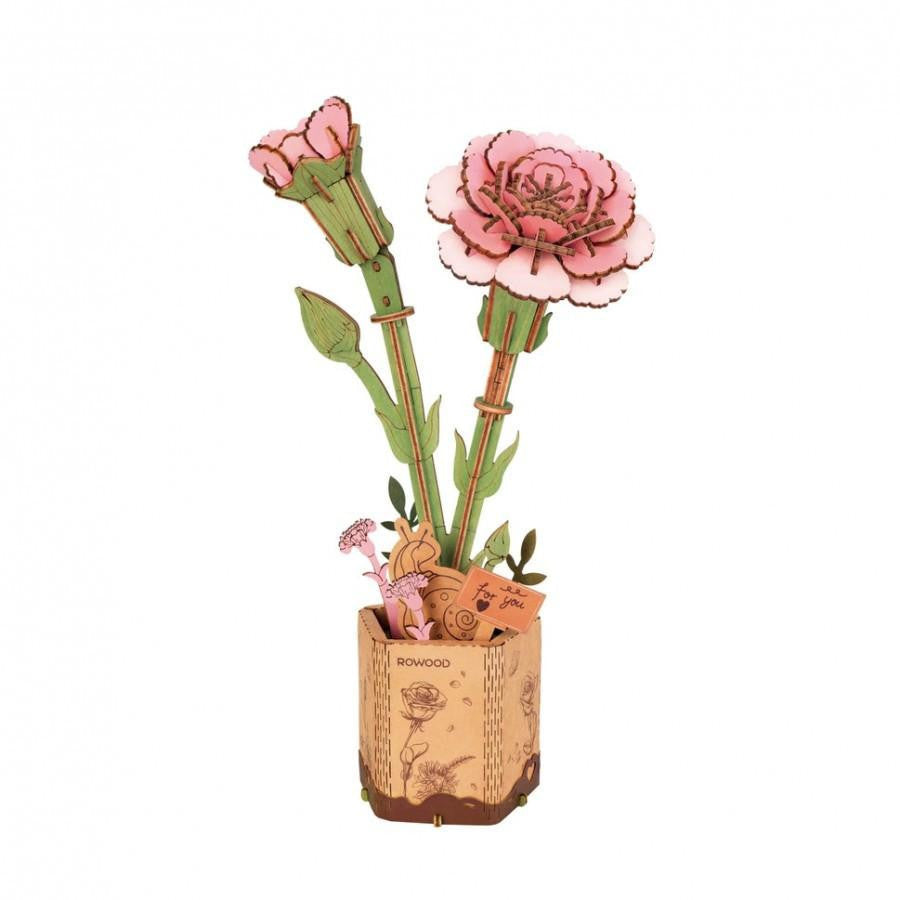 Hands Craft 3D Wooden Flower Puzzle: Pink Carnation 