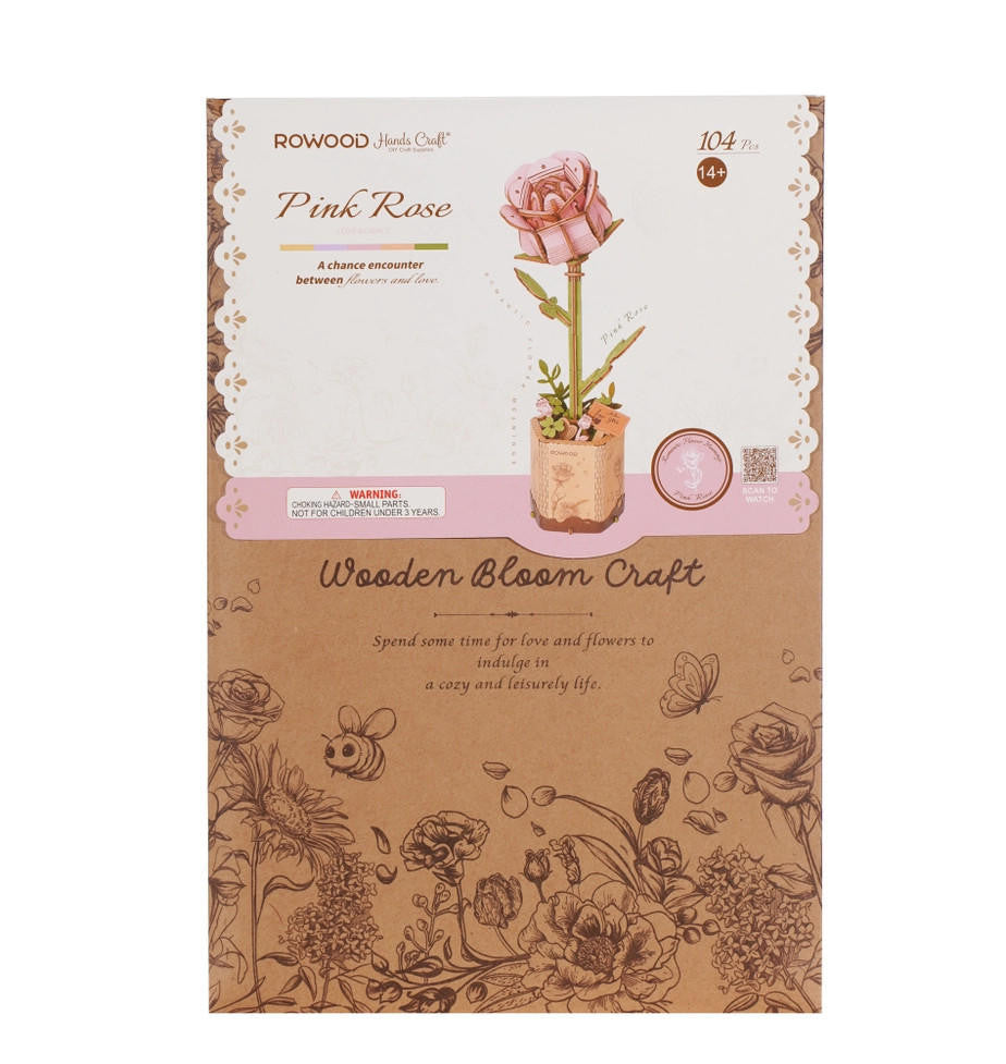 Hands Craft 3D Wooden Flower Puzzle: Pink Rose 