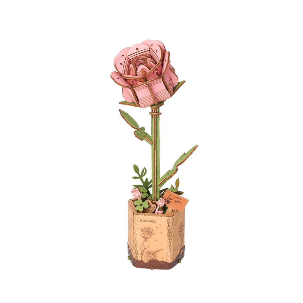 Hands Craft 3D Wooden Flower Puzzle: Pink Rose 