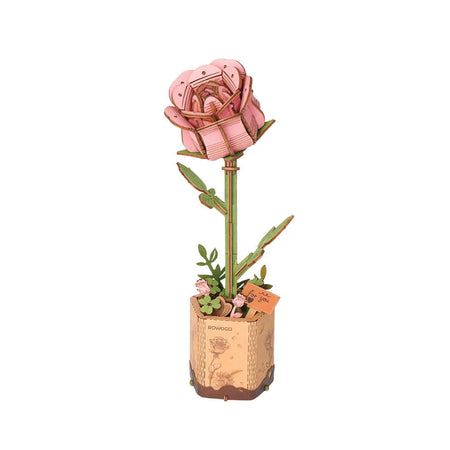 Hands Craft 3D Wooden Flower Puzzle: Pink Rose 