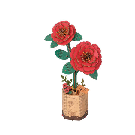 Hands Craft 3D Wooden Flower Puzzle: Red Camellia 