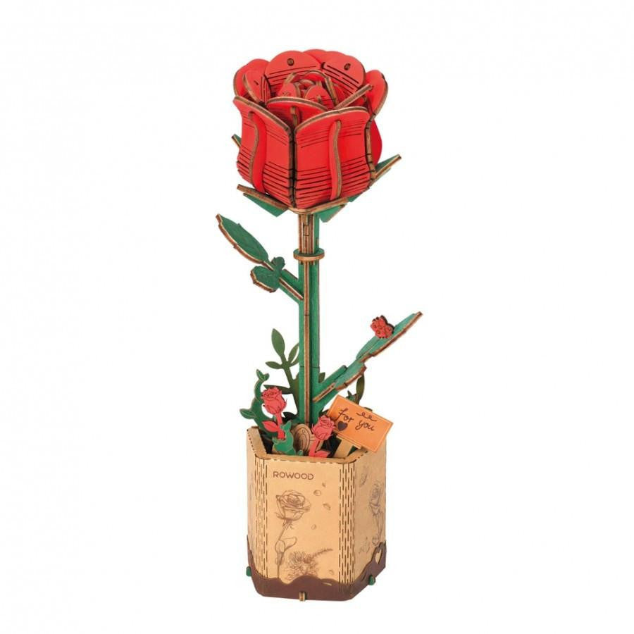 Hands Craft 3D Wooden Flower Puzzle: Red Rose 