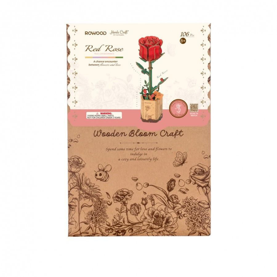 Hands Craft 3D Wooden Flower Puzzle: Red Rose 