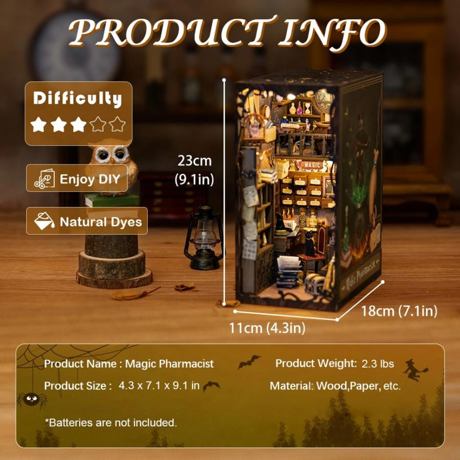 Hands Craft Diy Book Nook Kit: Magic Pharmacist with Dust Cover 