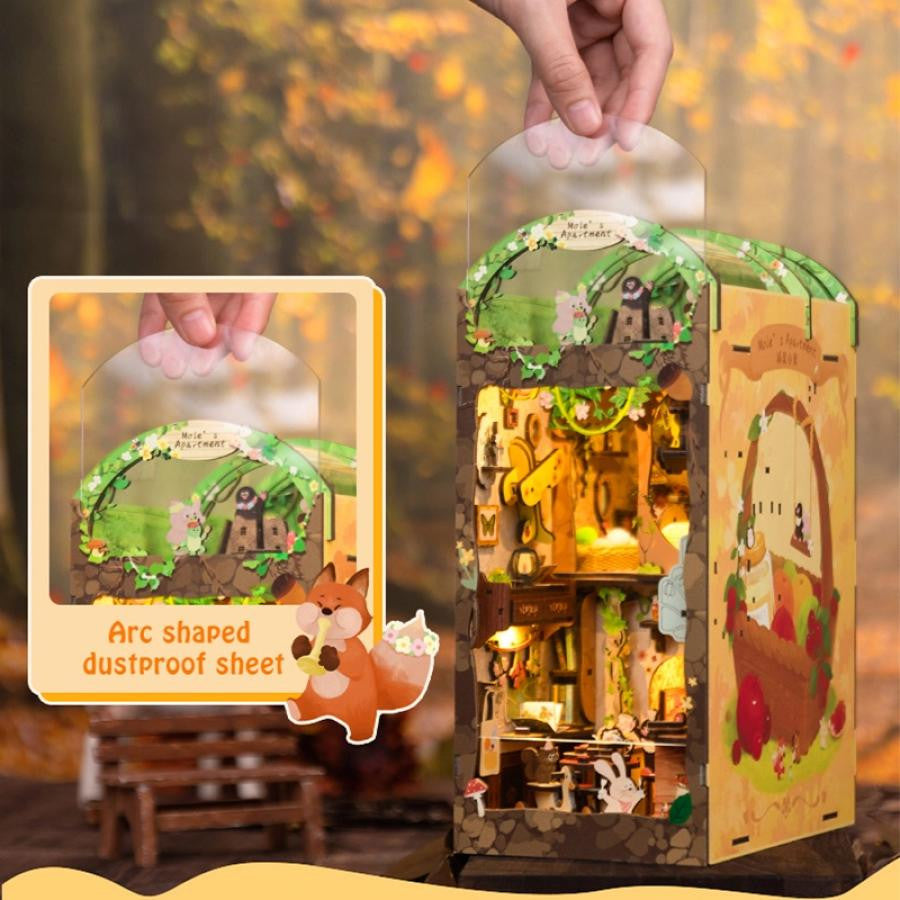 Hands Craft DIY Book Nook Kit: Mole's Apartment with Dust Cover 