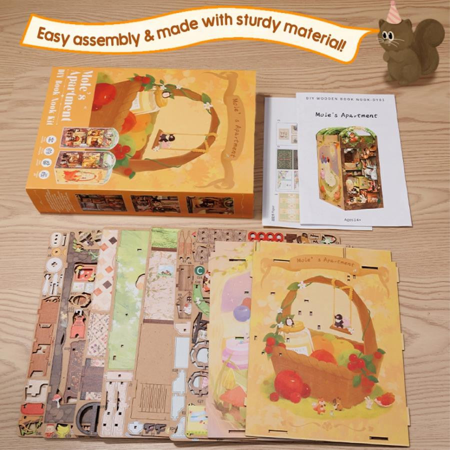 Hands Craft DIY Book Nook Kit: Mole's Apartment with Dust Cover 