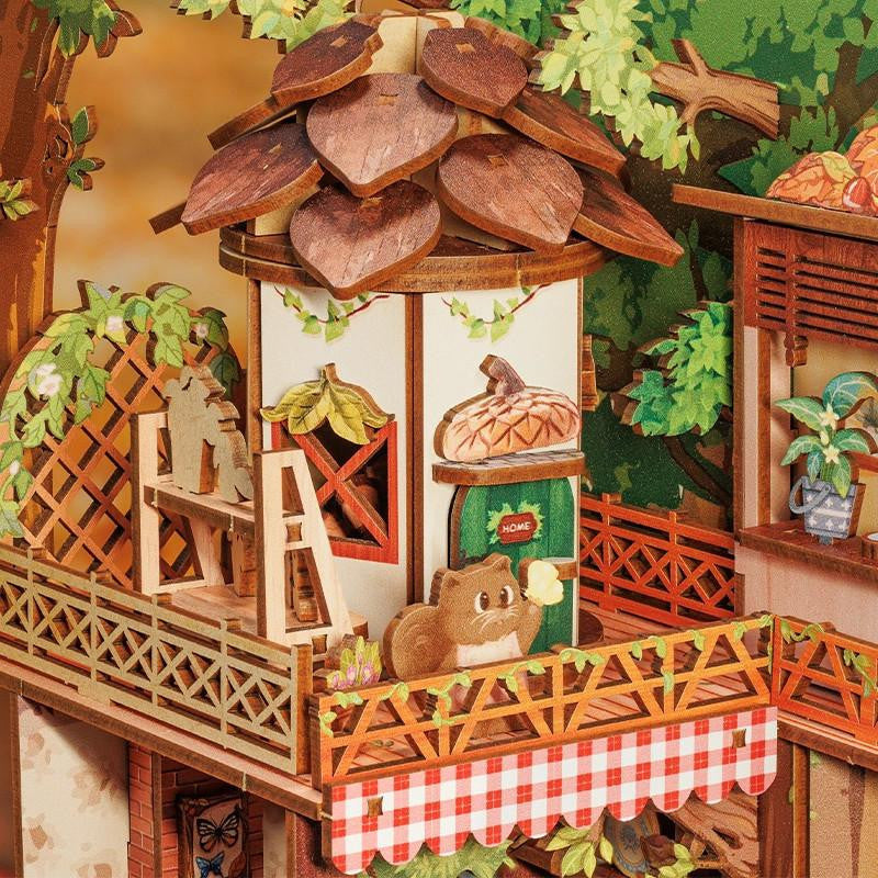 Hands Craft DIY Book Nook Kit: Squirrel Collector with Dust Cover HCB107 