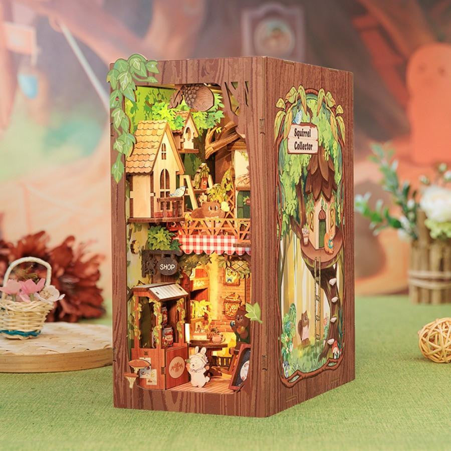 Hands Craft DIY Book Nook Kit: Squirrel Collector with Dust Cover HCB107 