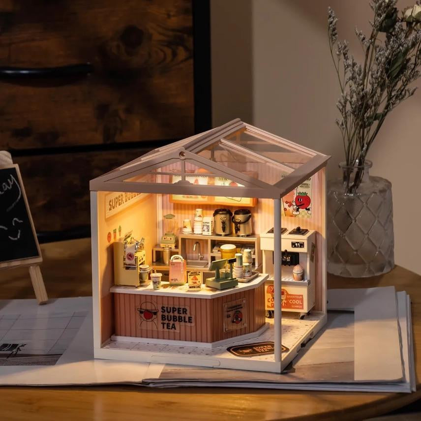 Hands Craft DIY Miniature House Kit: Double Joy Bubble Tea 